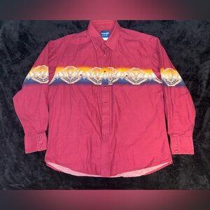 Wrangler Shirt Mens Size XL Ted Western Pearl Snap Aztec Southwestern L/S Cowboy